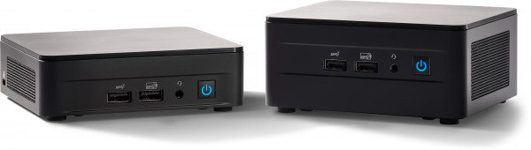 Intel’s NUC 12 Kits, right SK version (small), left SH version (tall)